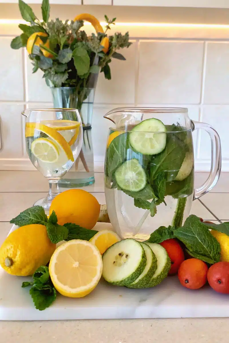 Eau infusée concombre-menthe