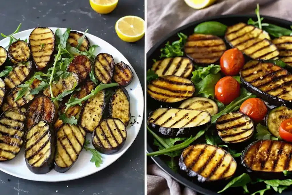 Aubergines marinées et sautées à l'ail