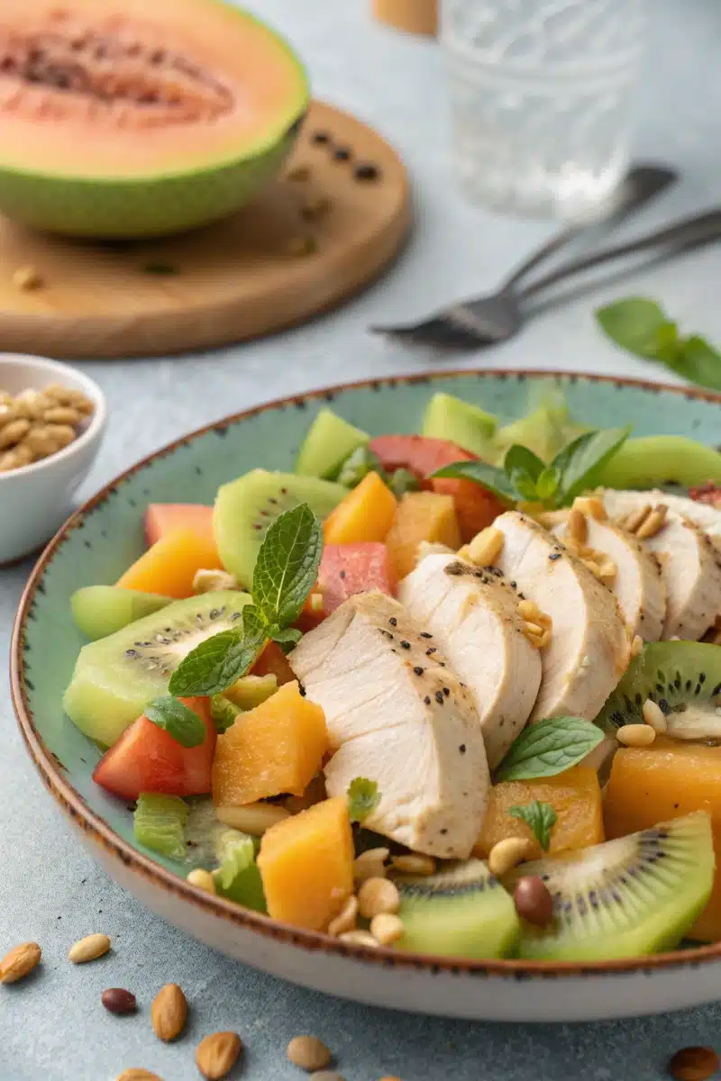 Salade De Poulet Aux Kiwis Et Au Melon