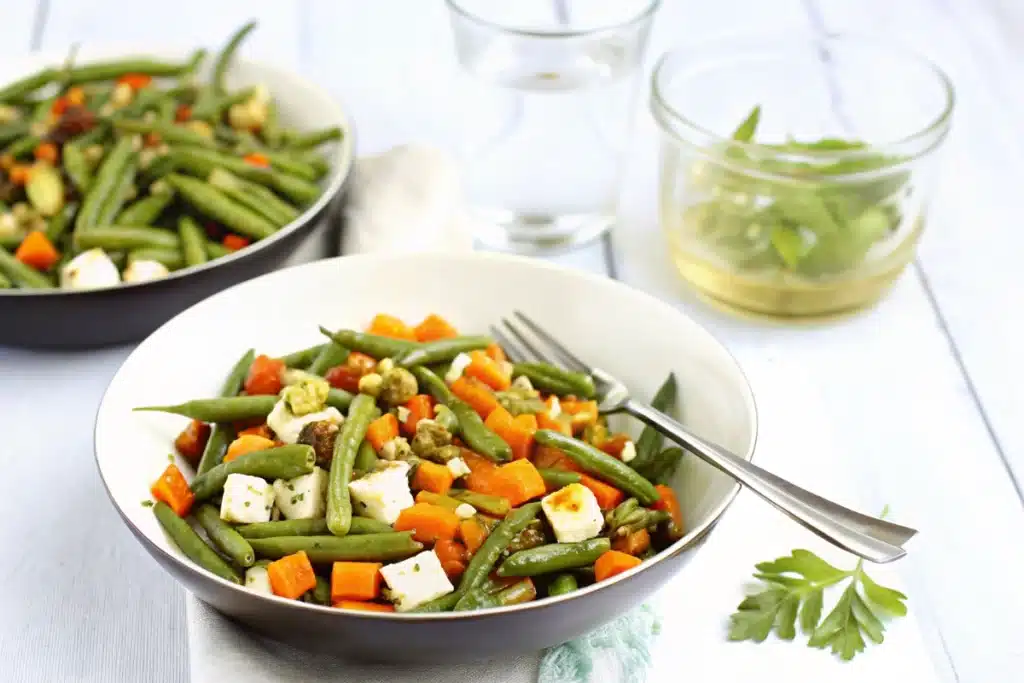 Salade de Haricots Verts au Potimarron Feta et Noix