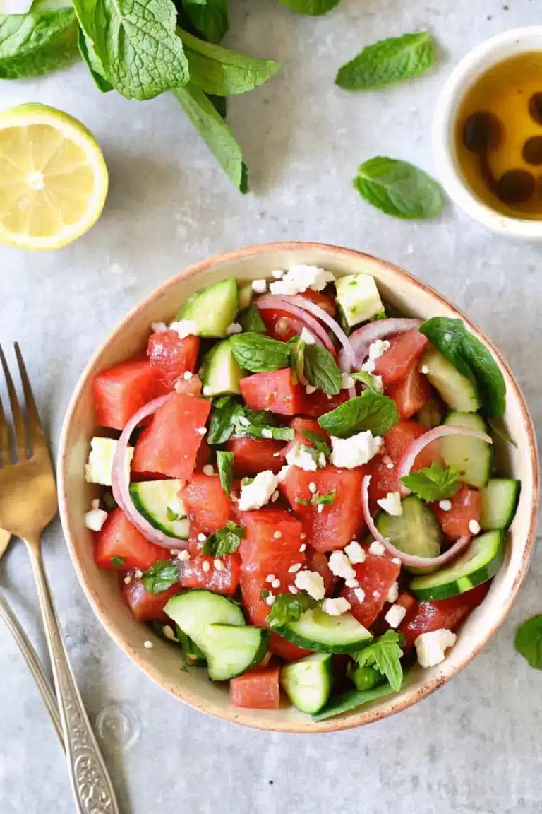 Salade de Pastèque à la Feta et Menthe