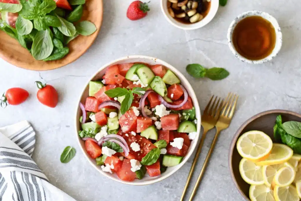 Salade de Pastèque à la Feta et Menthe