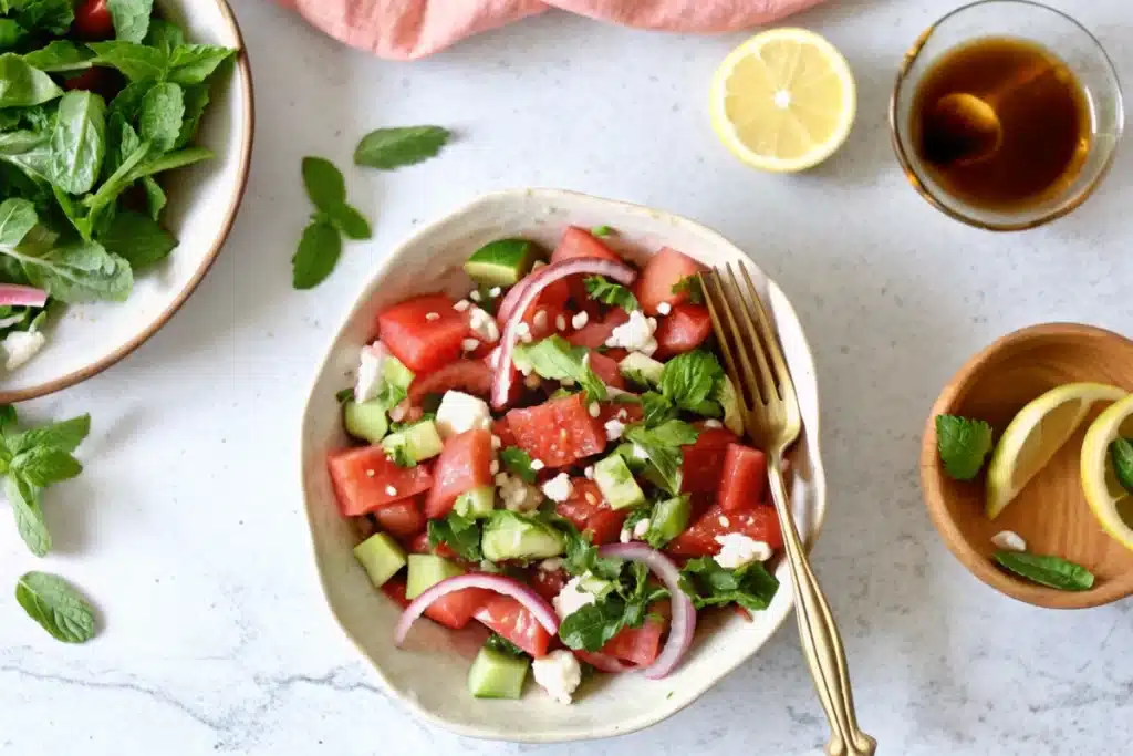 Salade de Pastèque à la Feta et Menthe