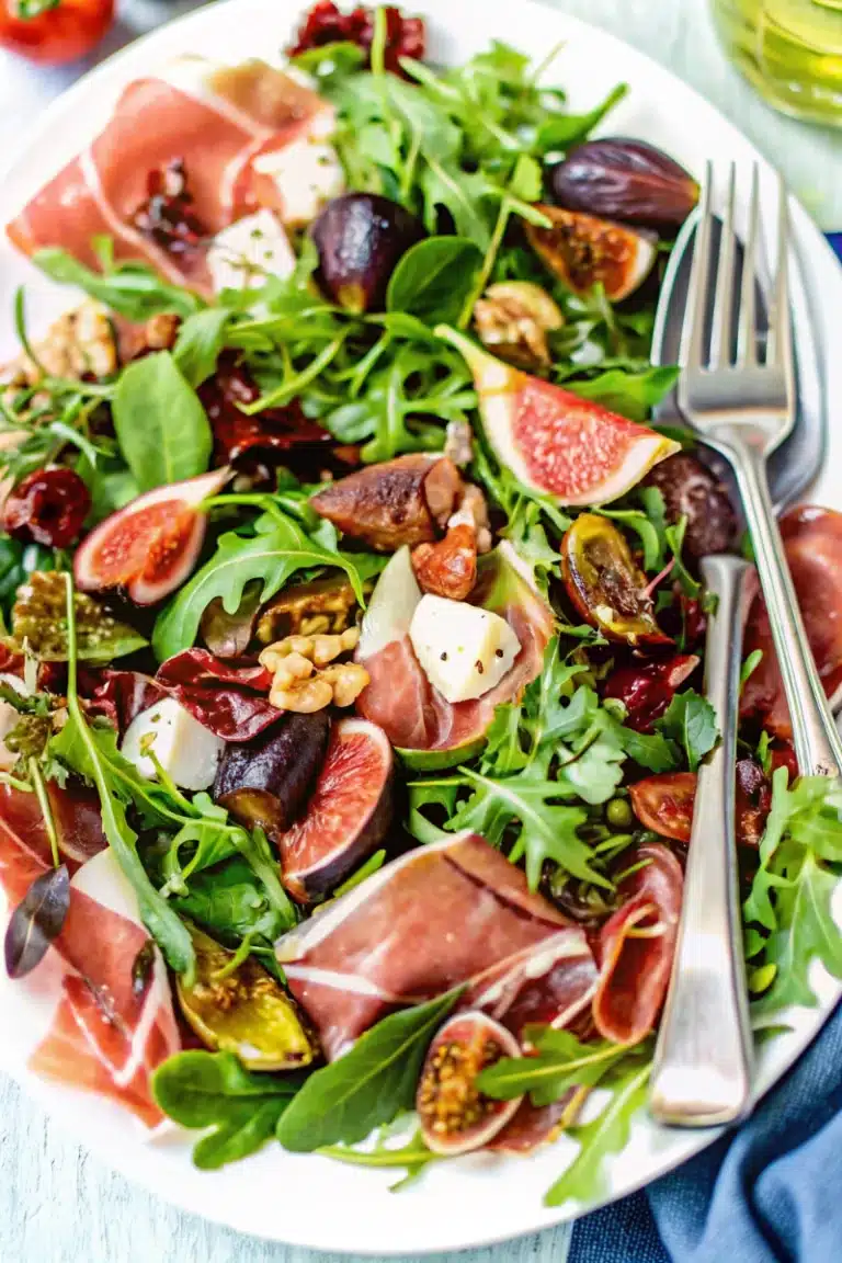 Salade de jambon cru aux figues rôties au miel
