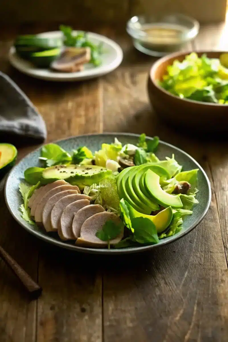 Salade de melon et d'avocat au magret fumé