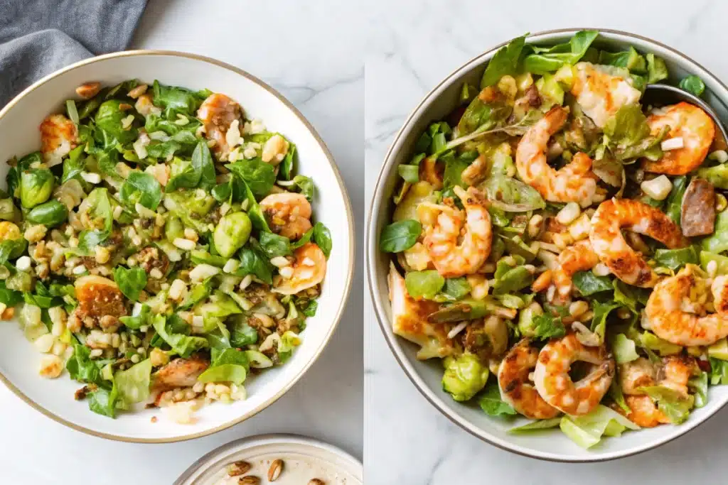 Salade de poireaux fondants avocat crevettes et mâche