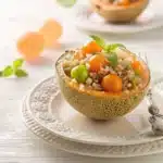Salade de riz express au melon et câpres